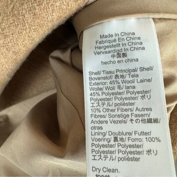 J. Crew Wool Blend Cocoon Coat Sandstone Beige‎ Stadium Cloth Sz 00 - Picture 4 of 6